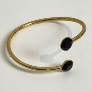 Elegant Gold Black Rhinestone Open Cuff Bracelet